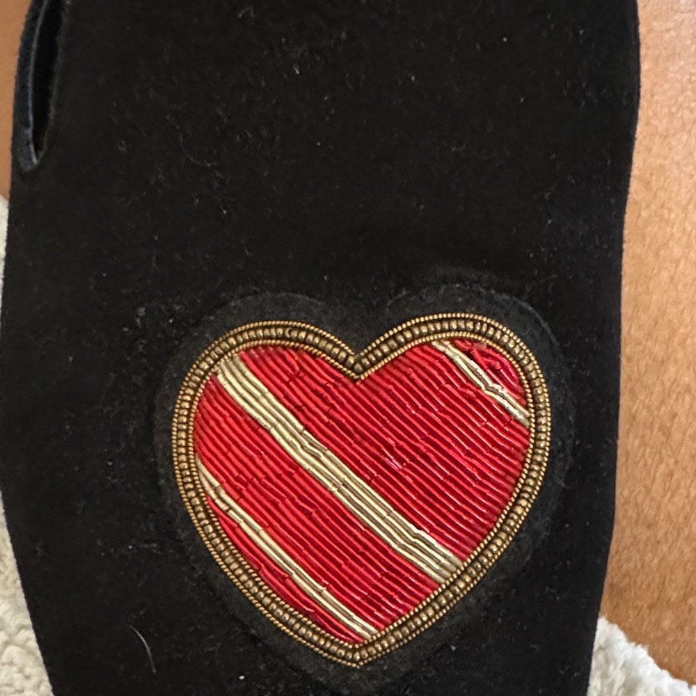 Michael Kors Black Loafers Red Heart Design Dark Academia leather upper - Picture 3 of 6